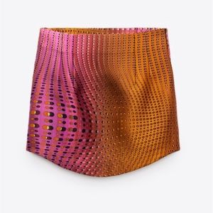 Zara printed poly silk mini skirt hi-low size M NWT